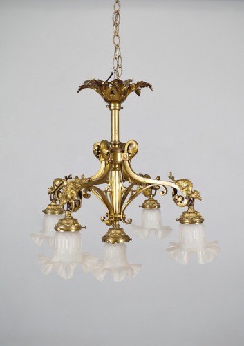 Luminaires Lustre - Lustre néo-Gothique en bronze vers 1880