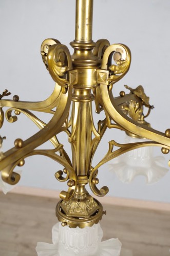 Antiquités - Neo-Gothic bronze chandelier circa 1880