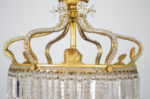 XIXe siècle - Lustre en bronze doré et cristal vers 1880