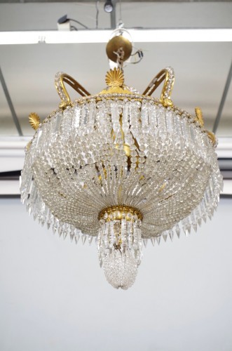 Antiquités - Lustre en bronze doré et cristal vers 1880