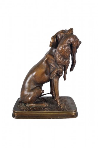 Ferdinand Pautrot - Braque au lièvre - Bronze