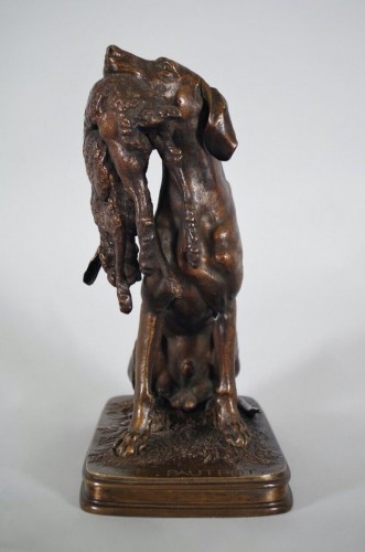  - Ferdinand Pautrot - Braque au lièvre - Bronze