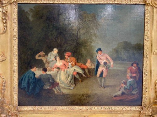 Fête galante, éciole française du 18e siècle - Tableaux et dessins Style 