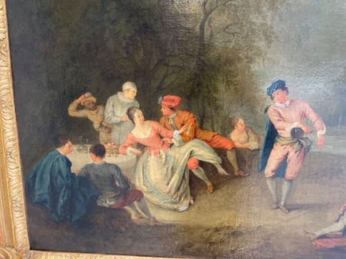 Fête galante, éciole française du 18e siècle - Antiquités Saint Jean