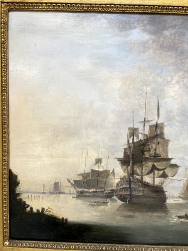 Dominique de Bast (1781-1842) - Navires dans une baie - Antiquités Saint Jean