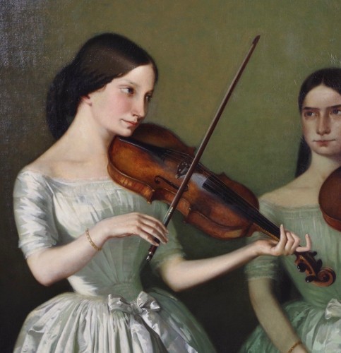 19th century - Honoré Chapuis (1817-1896) - Teresa and Maria Milanollo