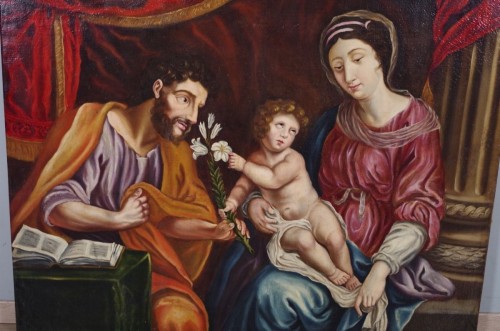 La Sainte Famille, Ecole française du XVIIe siècle - Tableaux et dessins Style 