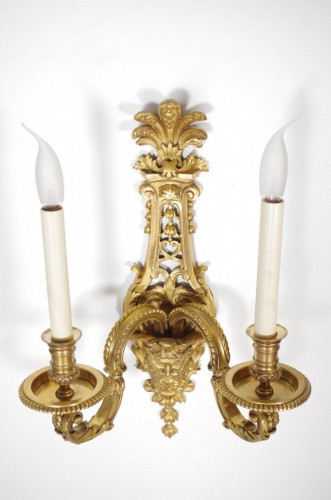 Luminaires Appliques - Henri Vian - Paire d'appliques en bronze doré vers 1880