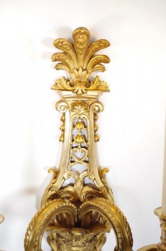 Henri Vian - Paire d'appliques en bronze doré vers 1880 - Antiquités Saint Jean