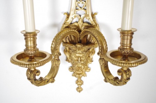 19th century - Henri Vian - Pair of ormolu sconces circa 1880