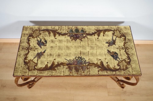 Mobilier Table & Guéridon - Table basse fer forgé verre églomisé Commedia dell'arte