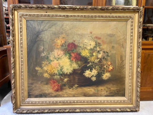 Barbaud Koch (1862-1932) panier de fleurs - Tableaux et dessins Style 