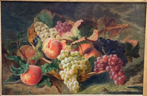 Jean-Pierre LAŸS (1825-1887) - Panier de fruits - Tableaux et dessins Style 
