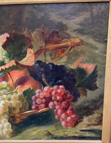 XIXe siècle - Jean-Pierre LAŸS (1825-1887) - Panier de fruits