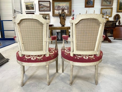 XVIIIe siècle - Cinq fauteuils peints époque Directoire