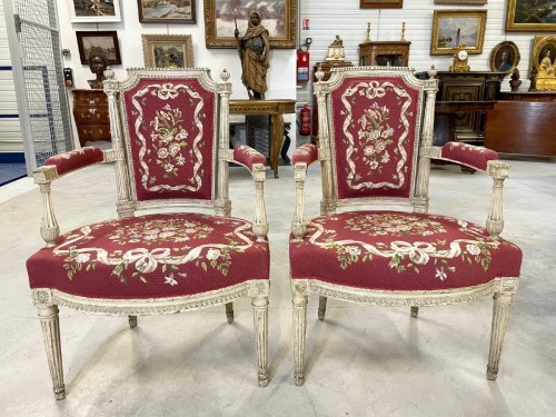 Cinq fauteuils peints époque Directoire - Directoire