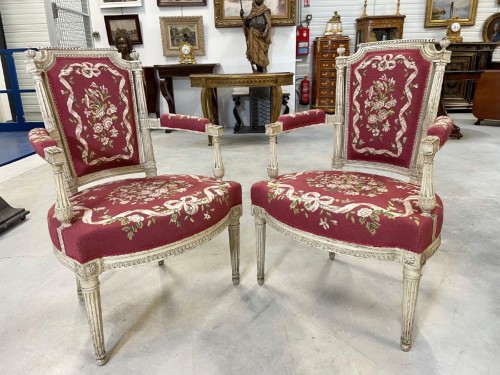 Directoire - Cinq fauteuils peints époque Directoire
