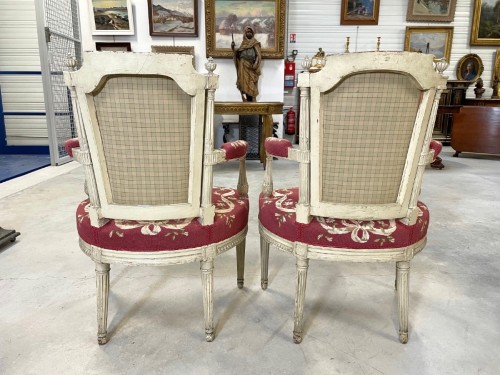 Antiquités - Cinq fauteuils peints époque Directoire