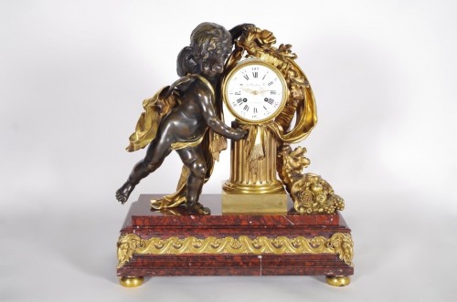 Garniture de cheminée Napoléon III signée Alfred Emmanuel Louis Beurdeley - Horlogerie Style Napoléon III