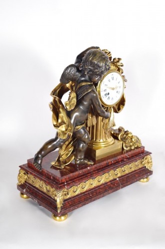 Antiquités - Garniture de cheminée Napoléon III signée Alfred Emmanuel Louis Beurdeley