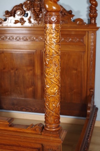 Antiquités - Honoré Dufin (1836-1893) - Lit à baldaquin néo-Renaissance