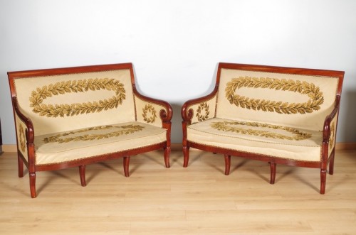 Salon douze fauteuils paire de canapés époque Restauration - Sièges Style Restauration - Charles X