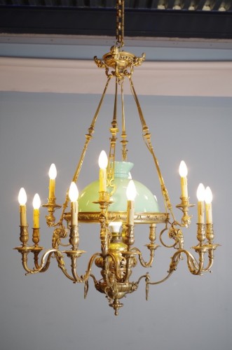 Suspension Napoléon III en bronze doré et opaline vers 1860 - Napoléon III