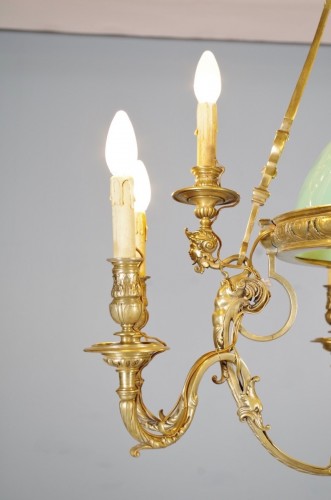 Napoléon III - Suspension Napoléon III en bronze doré et opaline vers 1860