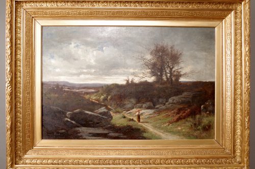 Paysage au couché de soleil - Léon Humbert Anthelme Dallemagne - Tableaux et dessins Style 