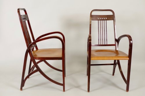 Joseph HOFFMANN (1878 - 1957) pour THONET - Paire de fauteuils