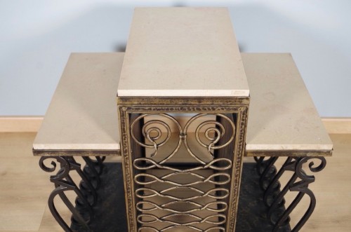 Mobilier Console - Console fer forgé Art-Déco signée Zadounaïsky
