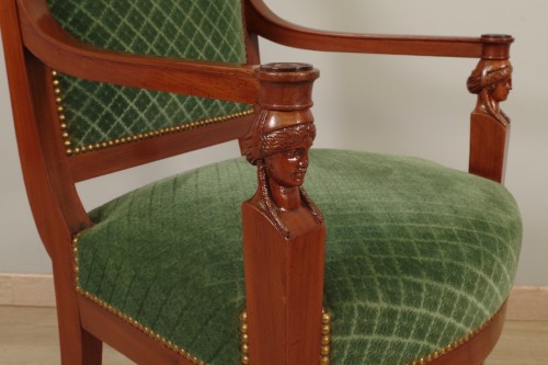 Antiquités - Paire de fauteuils Retour d'Egypte style Jacob-Desmalter