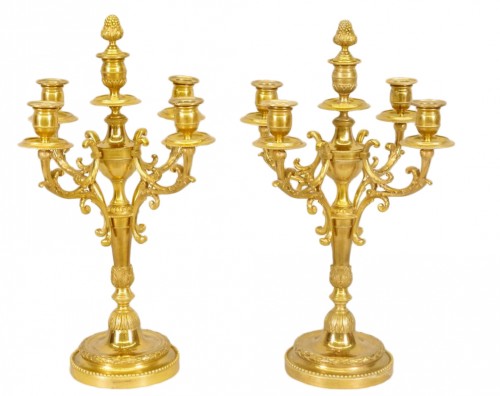 Paire de candélabres en bronze doré fin XIXe siècle