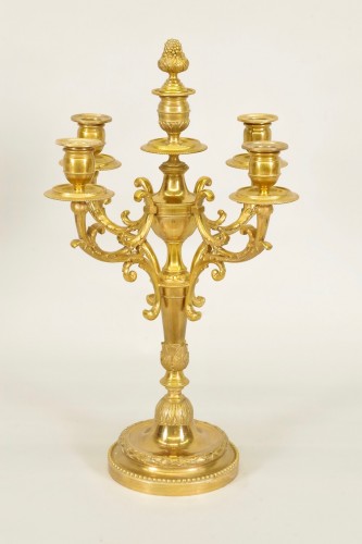 Paire de candélabres en bronze doré fin XIXe siècle - Luminaires Style Napoléon III