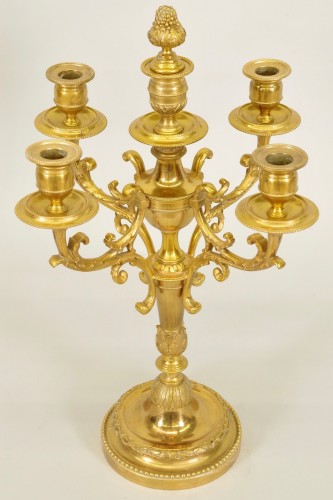 Paire de candélabres en bronze doré fin XIXe siècle - Antiquités Saint Jean