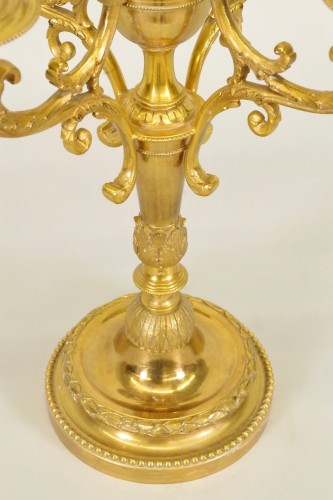 XIXe siècle - Paire de candélabres en bronze doré fin XIXe siècle