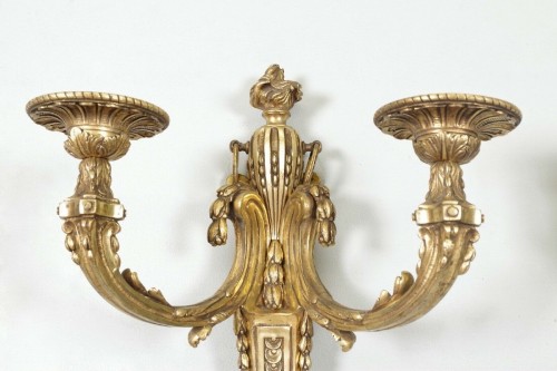 Luminaires Appliques - Paire d'appliques en bronze doré