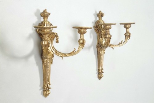 Paire d'appliques en bronze doré - 