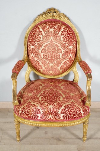 Antiquités - Salon style Louis XVI bois doré