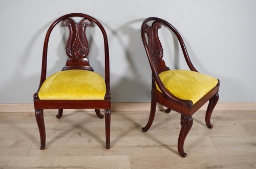 Antiquités - Fauteuils et chaises gondole époque Charles X