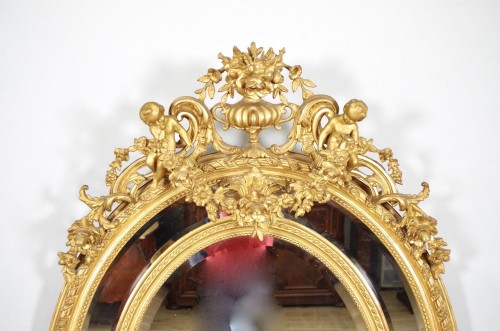 Mirrors, Trumeau  - Large wood and gilded stucco Napoléon III mirror