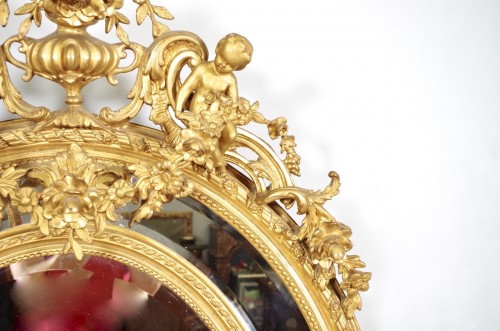 Napoléon III - Large wood and gilded stucco Napoléon III mirror