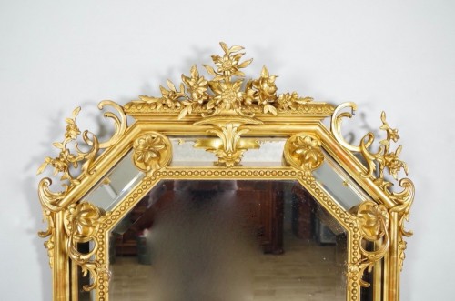 Miroirs, Trumeaux  - Miroir doré Napoléon III