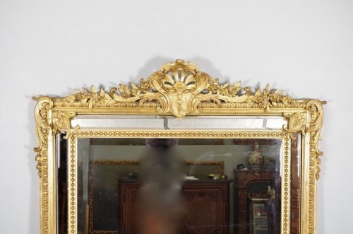 Napoleon III gilded mirror with parecloses - Mirrors, Trumeau Style Napoléon III