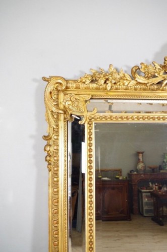Miroirs, Trumeaux  - Miroir Napoléon III doré à parecloses