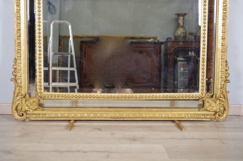 Miroir Napoléon III doré à parecloses - Napoléon III