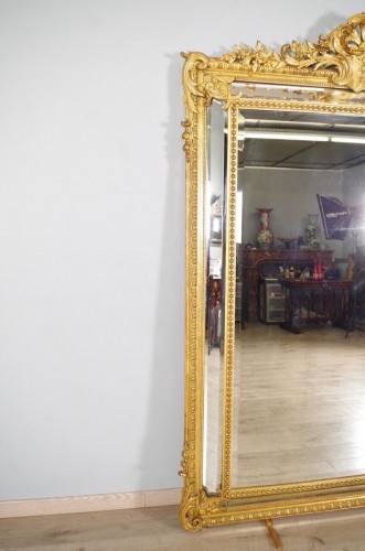 Antiquités - Miroir Napoléon III doré à parecloses