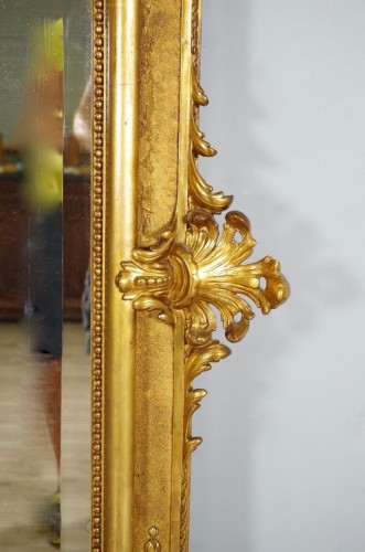 Antiquités - Important miroir en bois et stuc doré vers 1880