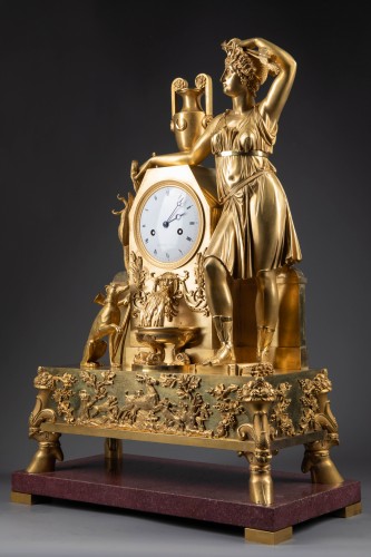 XIXe siècle - Pendule en bronze doré époque Empire