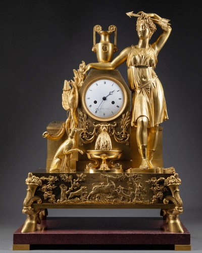 Antiquités - Gilded bronze clock from the Empire period